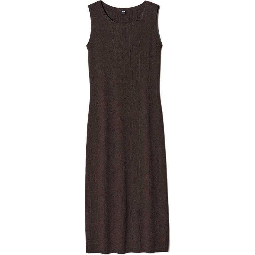 UNIQLO SS26 Sleeveless Dresses Women's Dark Umber Crew Neck Moderate