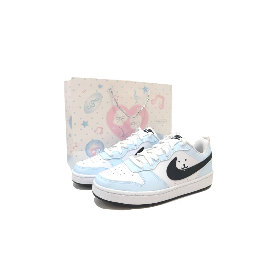 Nike Nike Court Borough Joke Bear Slip Resistant Abrasion Resistant Low top Kids' Skateboarding Shoes Light Blue Unisex