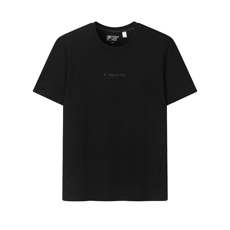 FILA T Shirts Men's Jet Black Crew Neck Moderate Straight Fit