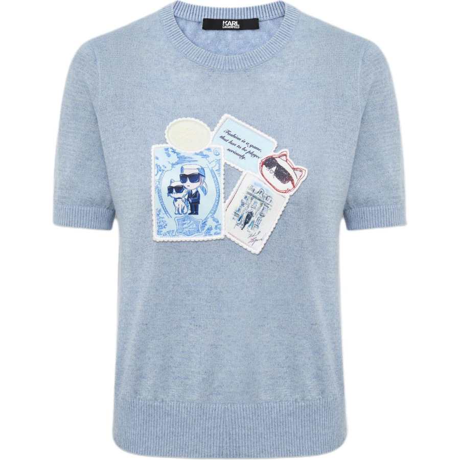KARL LAGERFELD / Karl Lagerfeld Jeans Sweaters Women's Light Blue Crew Neck Moderate Straight Fit