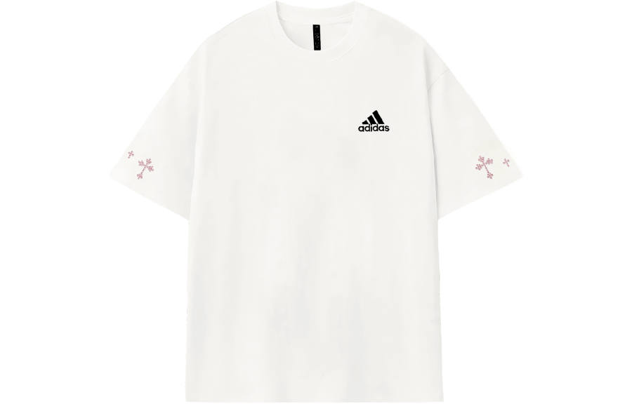 Adidas Adidas MUST HAVES T Shirts Unisex Ecru Pink Diamond Crew Neck Moderate
