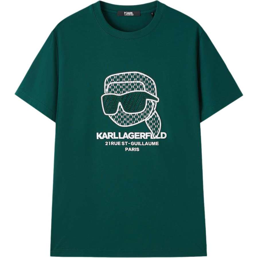 KARL LAGERFELD / Karl Lagerfeld Jeans T Shirts Men's Green Crew Neck Moderate Straight Fit
