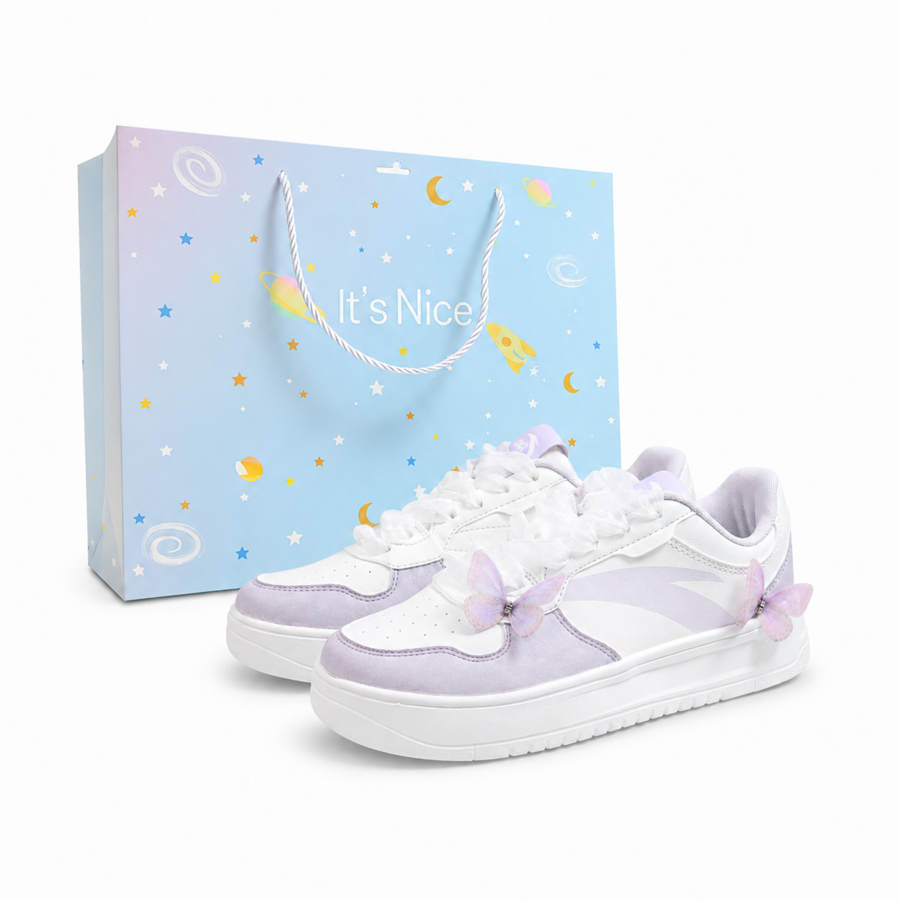 ANTA Easy Skateboard Shoes Women's Low Top White Purple
