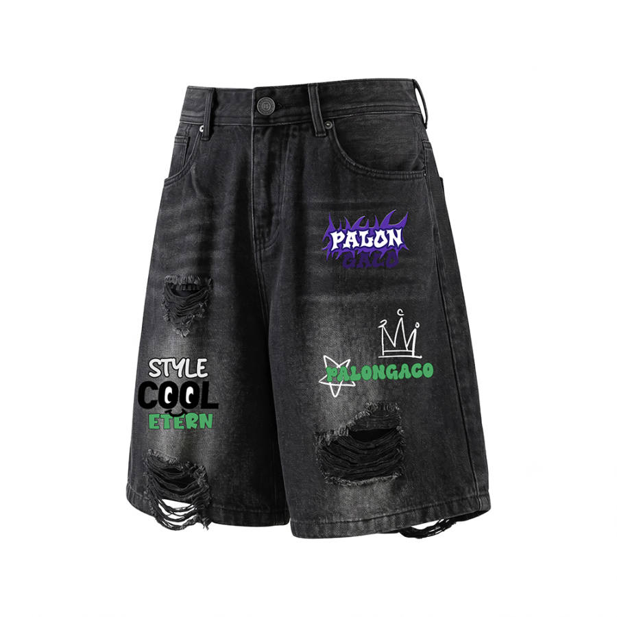 PAL ONGACO Denim Shorts Unisex Moderate Straight Fit Pants