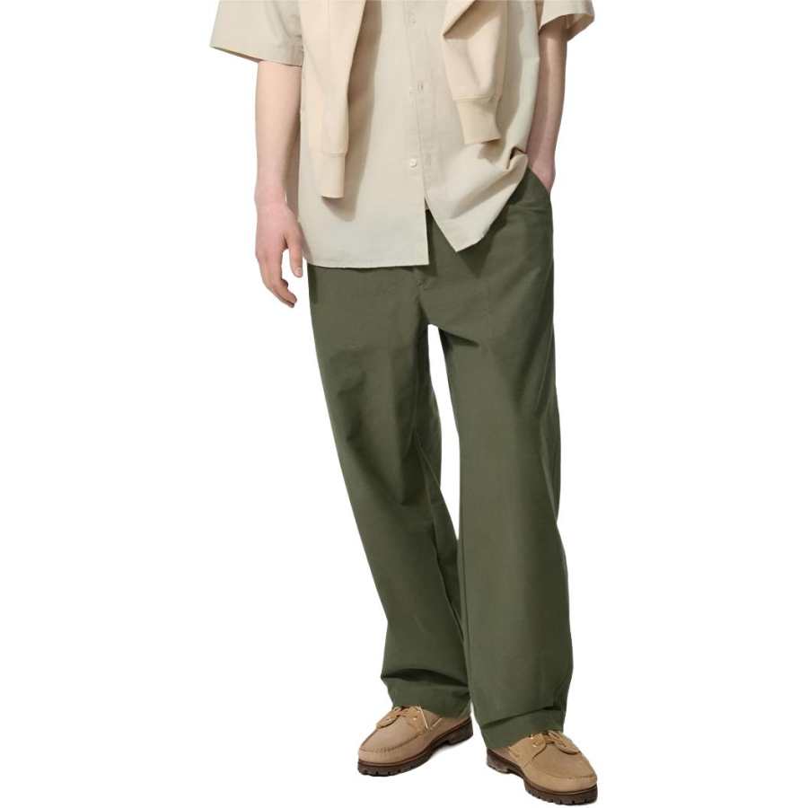 UNIQLO Casual Pants Unisex 57 Dark Olive Moderate Wide Leg Pants