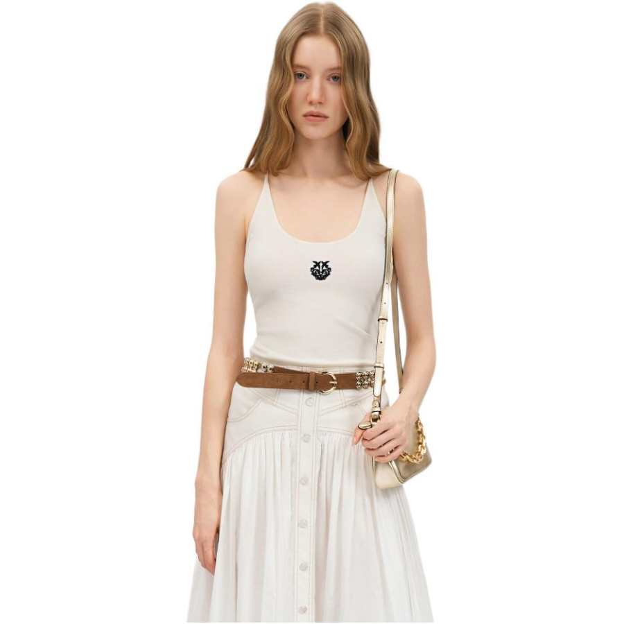 PINKO Camisoles Women's Beige Crew Neck Moderate Other
