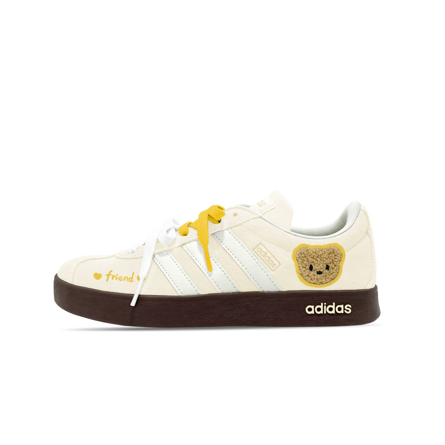 Adidas Adidas Vl Court Classic German Army Trainers Unisex Low Top Light Yellow & Yellow White