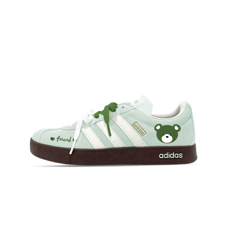 Adidas Adidas Vl Court Classic German Army Trainers Unisex Low Top Light Green & White & Green