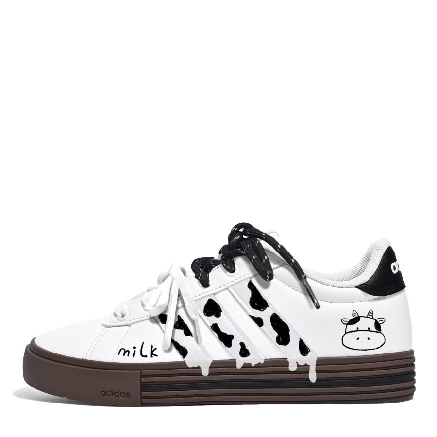 Adidas Adidas Daily 4.0 Skateboard Shoes Unisex Low Top White Black Brown Colorway