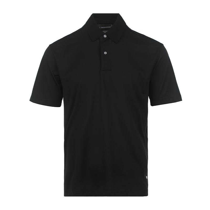 EMPORIO ARMANI Polo Shirts Men's Black Polo Collar Thin Straight Fit