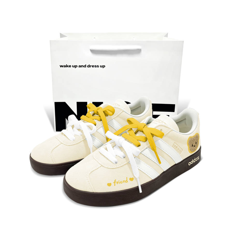 Adidas Adidas Vl Court Classic German Army Trainers Unisex Low Top Light Yellow & Yellow White
