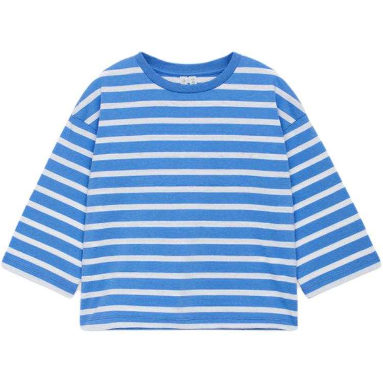 ARKET T Shirts Men's White/Blue Crew Neck Moderate Straight Fit