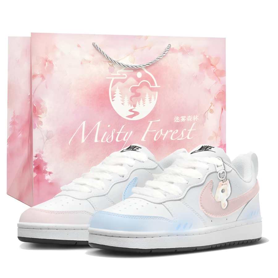 Nike Nike Court Borough Mismatched Sweetheart Shopping Bag Low top Skateboard Shoes Women's Pink Blue