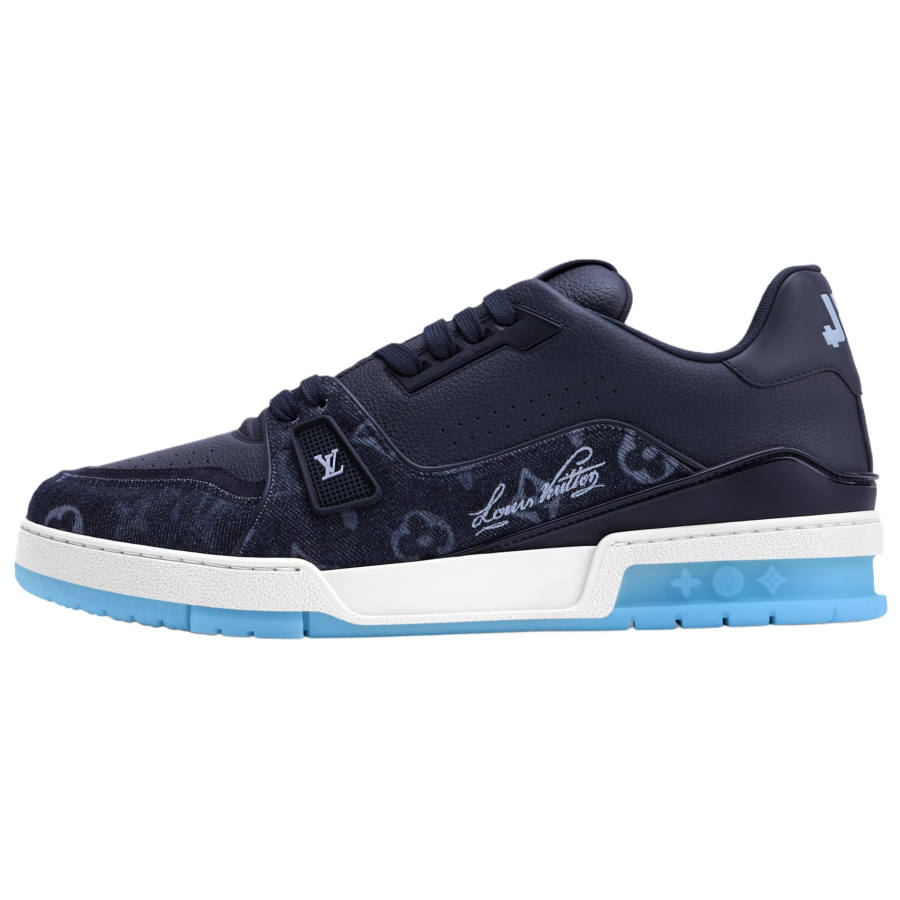 LOUIS VUITTON Trainer Skateboard Shoes Men's Low Top Indigo