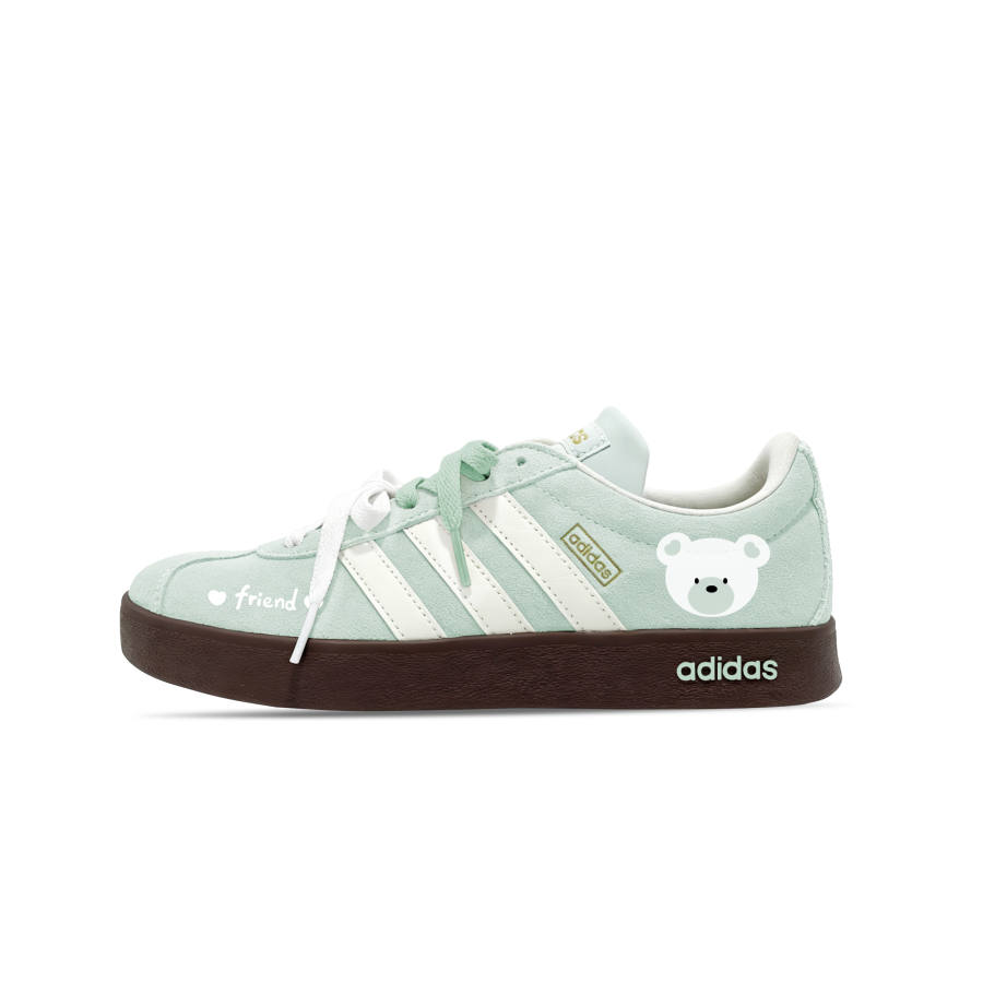 Adidas Adidas Vl Court Classic German Army Trainers Unisex Low Top Light Green & White & Brown