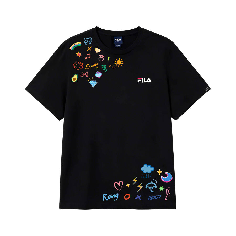 FILA T Shirts Unisex Sunny And Rainy Intermittent Crew Neck Moderate