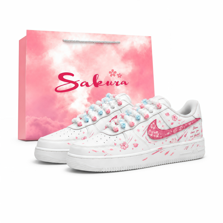 Nike Nike Air Force 1 Pink Sweet Star Dream, Shopping Bag Support Abrasion Resistant Slip Resistant Low top Skateboard Shoes