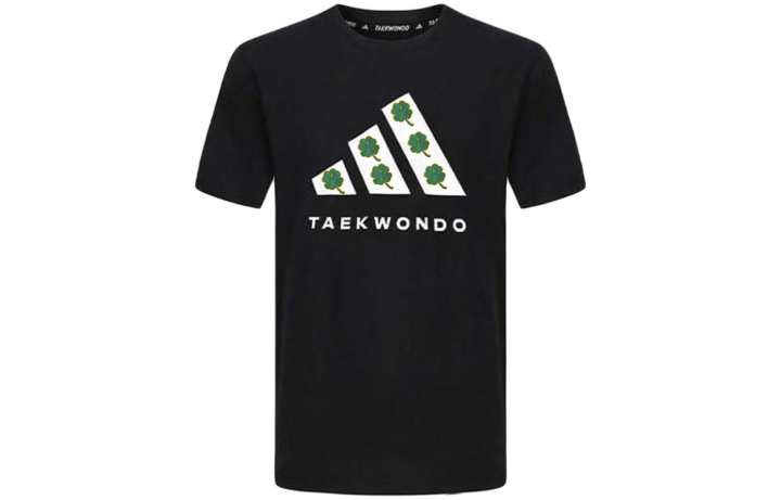 Adidas Adidas Taekwondo T Shirts Unisex Black White Crew Neck Moderate