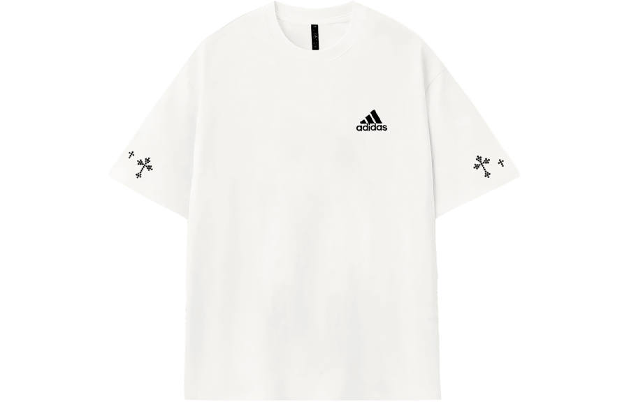 Adidas Adidas MUST HAVES T Shirts Unisex Ecru Black Diamond Crew Neck Moderate