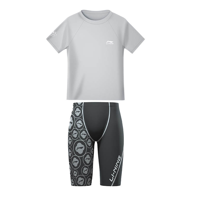 Li-Ning Li Ning Men's Swimwear Men's 834 Light Gray+949 Swimming Shorts Set Moderate Other