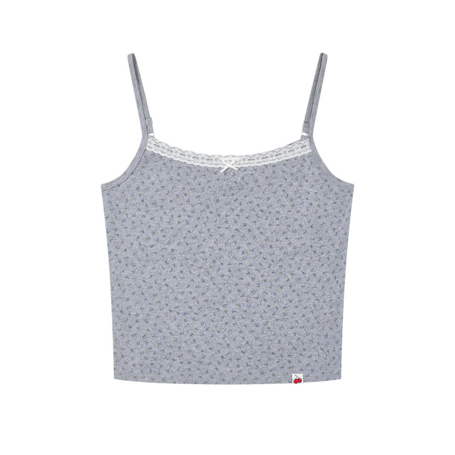 Kirsh Tank Tops Women's Gray Base With Purple Flowers Crew Neck Straight Fit
