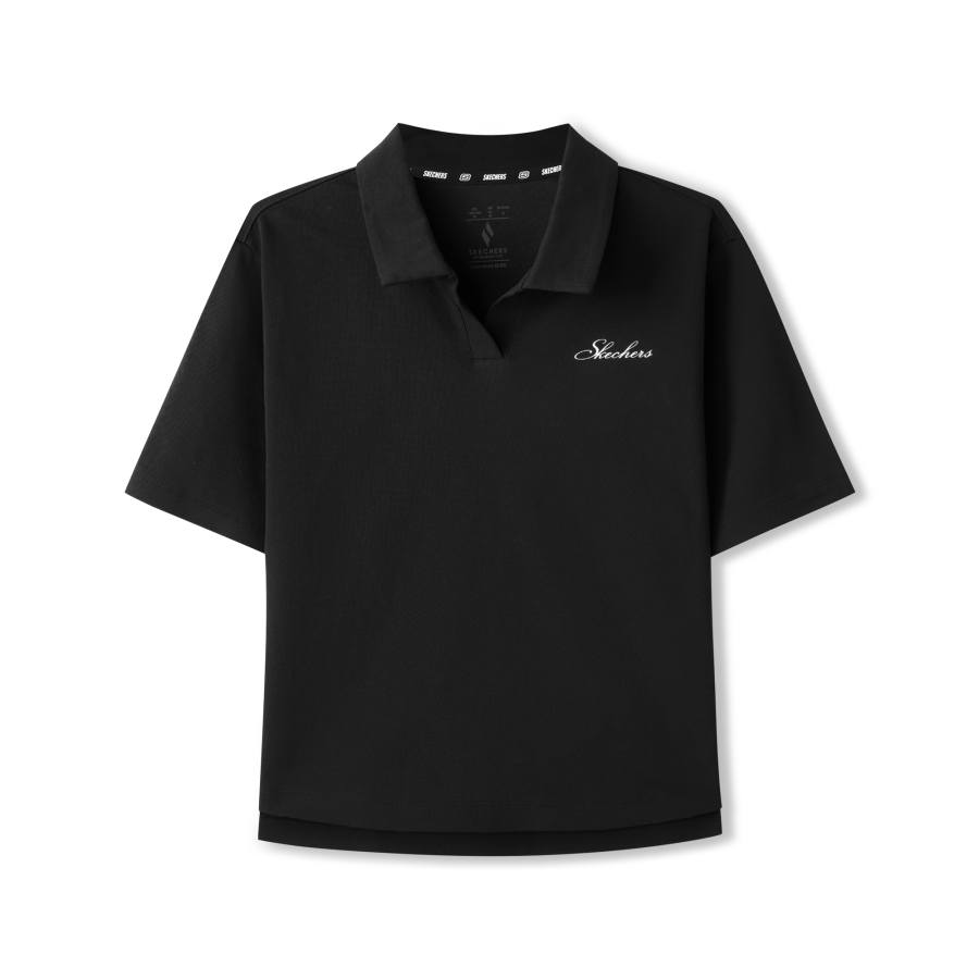 Skechers Polo Shirts Women's Carbon Black 0018 Polo Collar Moderate Other