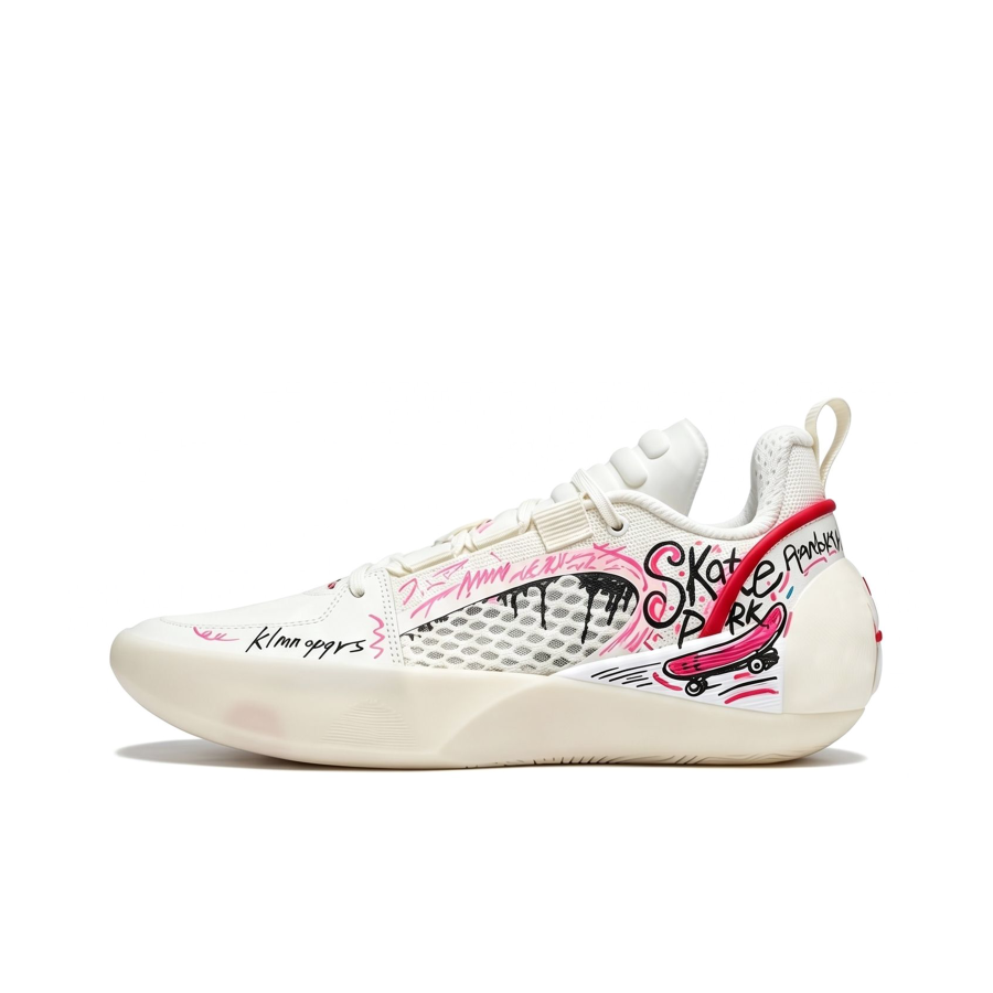 Li-Ning Li Ning Basketball Shoes Men's Low Top Ecru Pink Black Patchwork