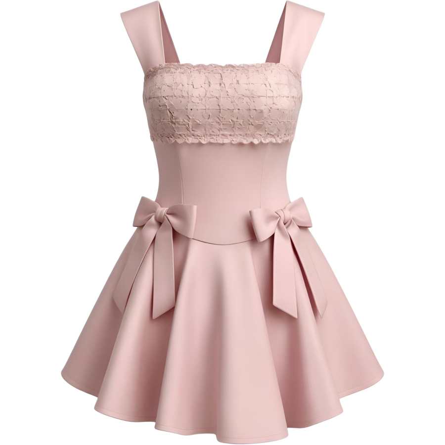 CHARM GLOW Slip Dresses Women's Pink Camisole Thin Short Skirt Puffy Skirt