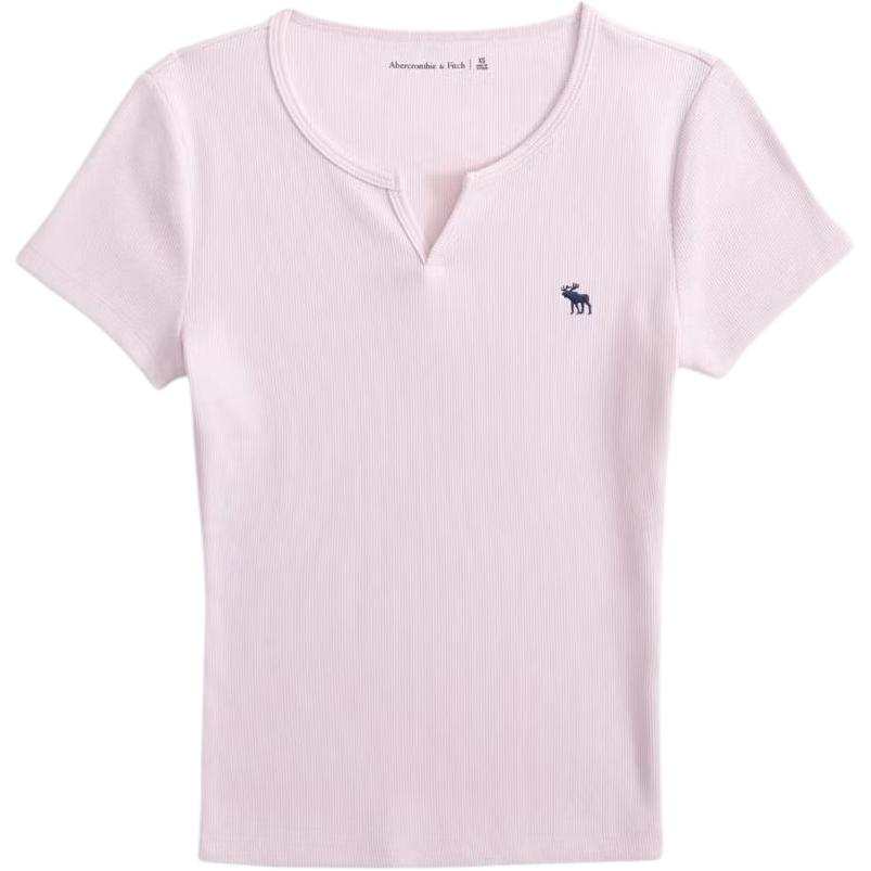 Abercrombie&Fitch T Shirts Women's Light Pink Henry Collar