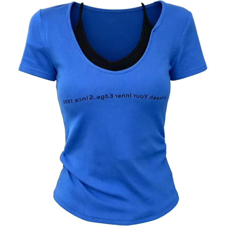Sugarfunk T Shirts Women's U Neck Thin Nipped In Waist