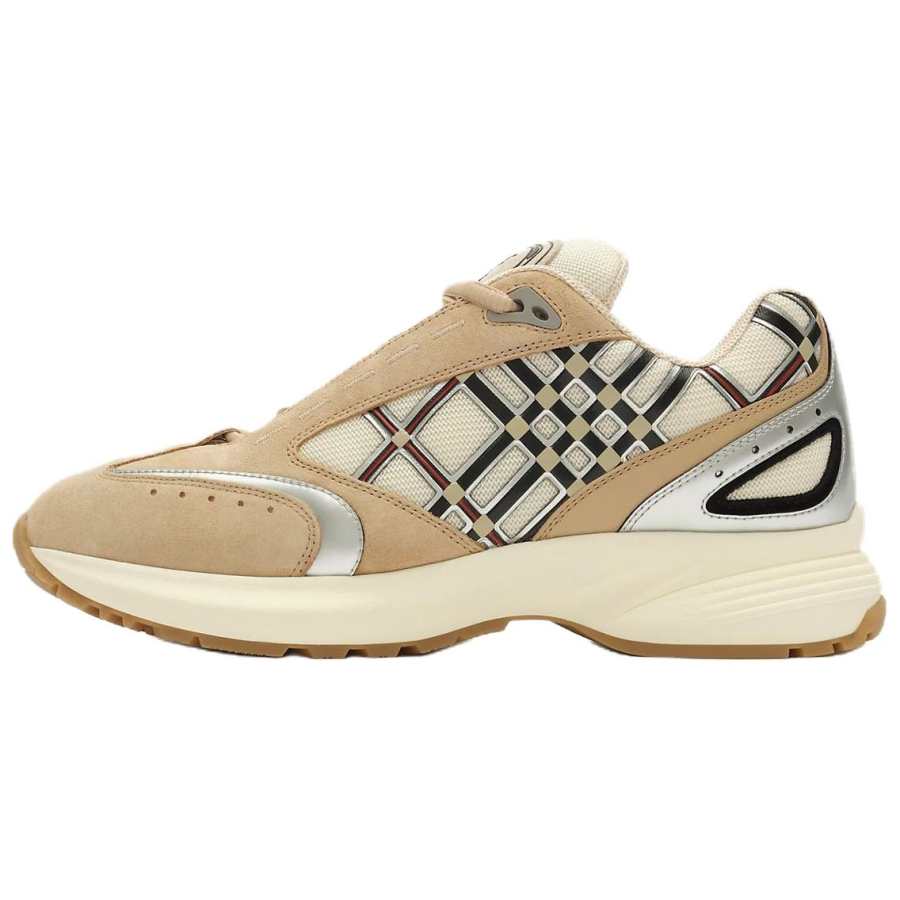 Burberry Casual Shoes Women's Low Top Linen Beige & Silver
