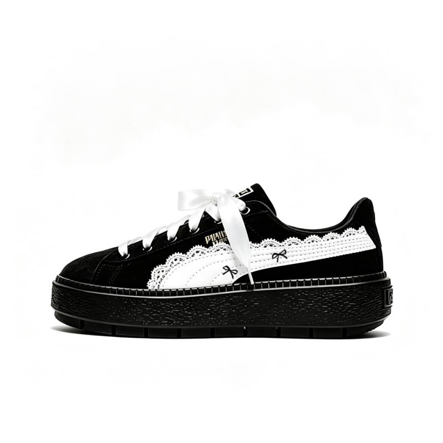 PUMA Platform Trace Skateboard Shoes Women's Low Top Black White