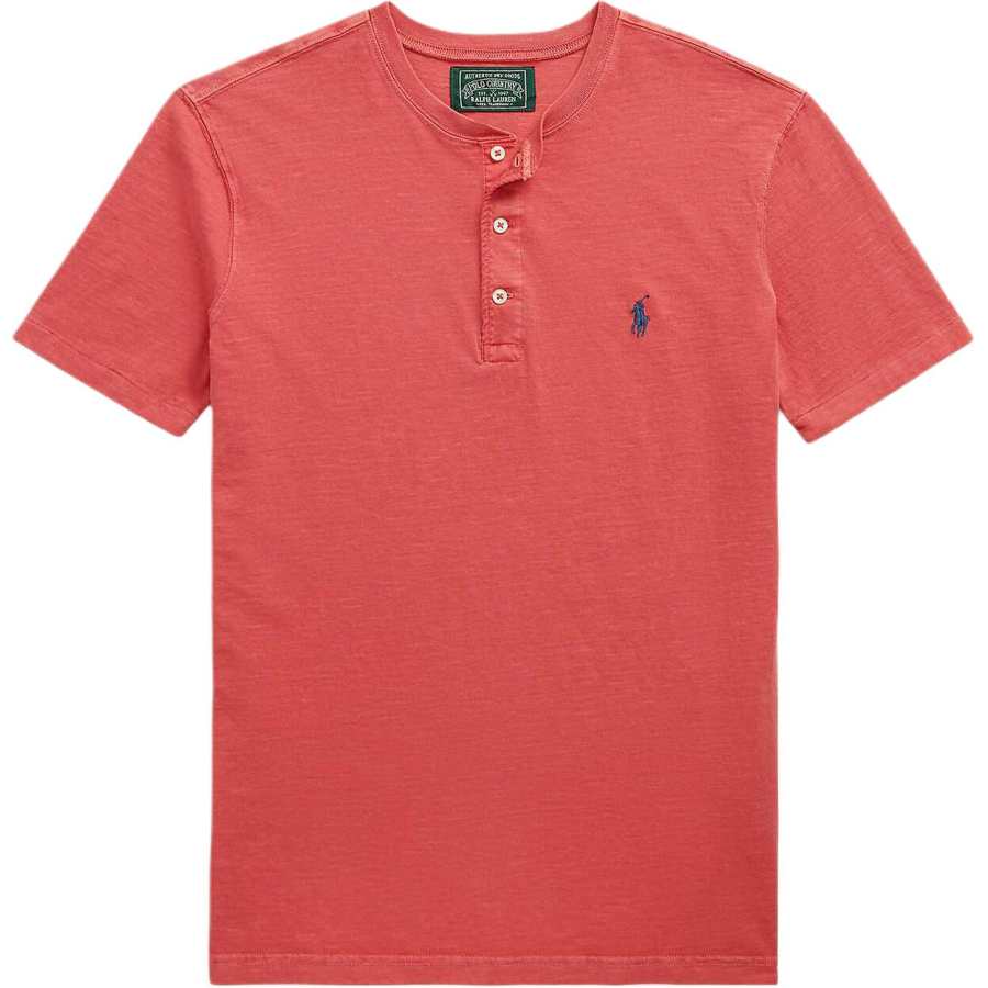 Polo Ralph Lauren Polo Shirts Men's Spring Festival Red Henry Collar Moderate Straight Fit