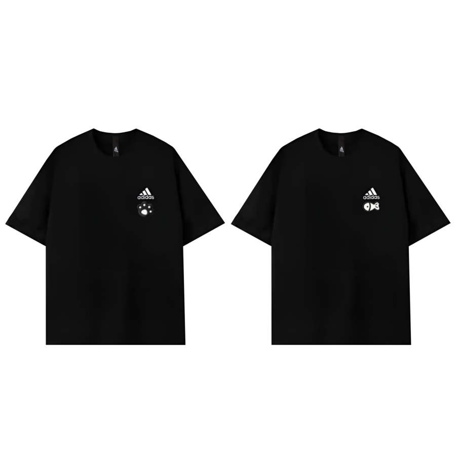 Adidas Adidas MUST HAVES T Shirts Unisex Black Meow Fish Crew Neck Moderate