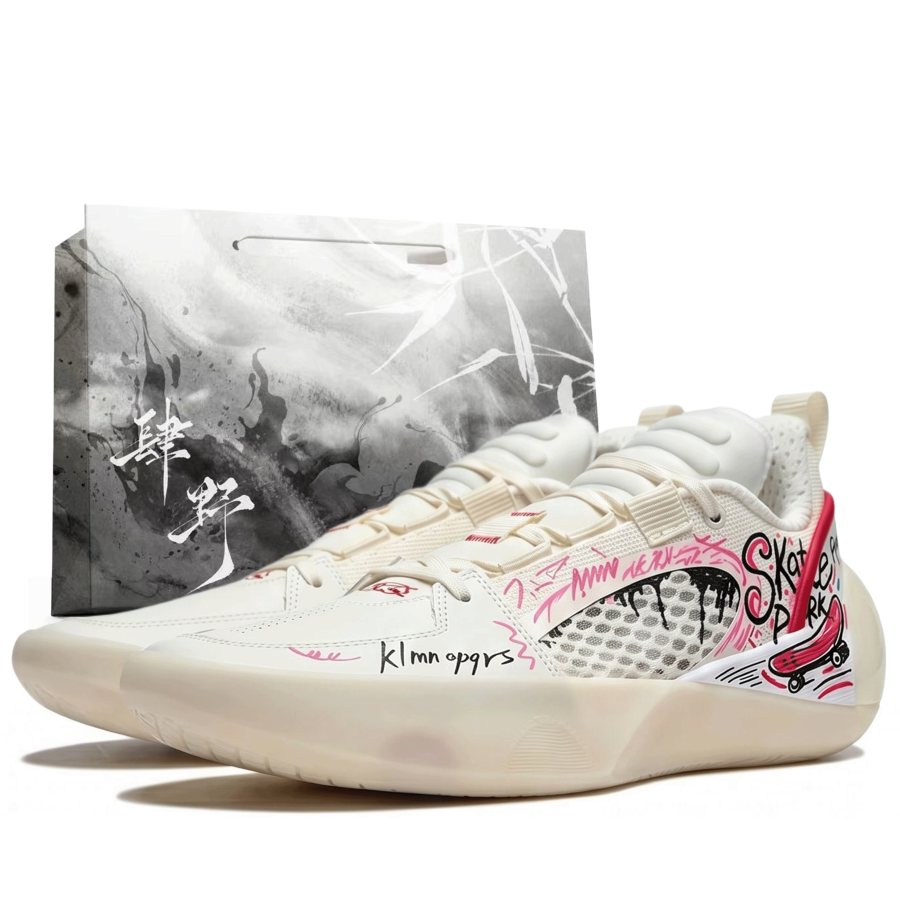 Li-Ning Li Ning Basketball Shoes Men's Low Top Ecru Pink Black Patchwork
