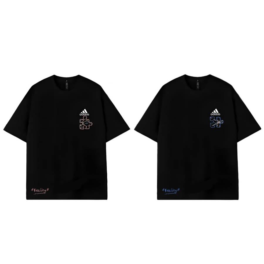 Adidas Adidas MUST HAVES T Shirts Unisex Black Day And Night Couple's Crew Neck Moderate