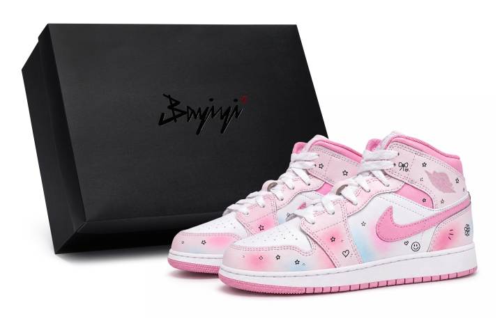 Jordan Jordan Air Jordan 1 Basketball Shoes Unisex Mid Top Pink/White