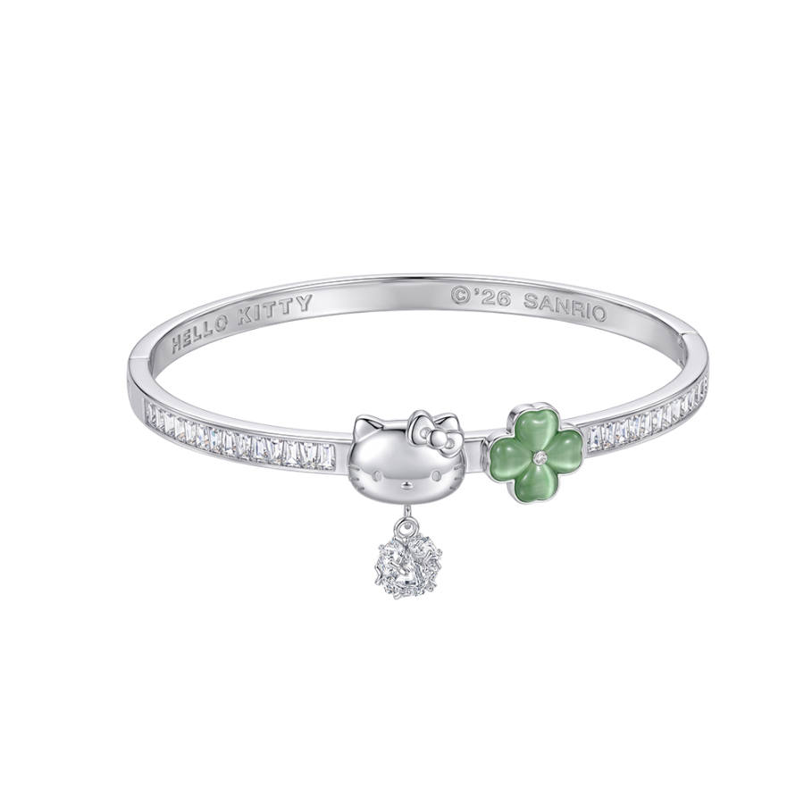 Sanrio x Hello Kitty 925 Sterling Silver, Synthetic Cubic Zirconia Alloy Bangles Unisex