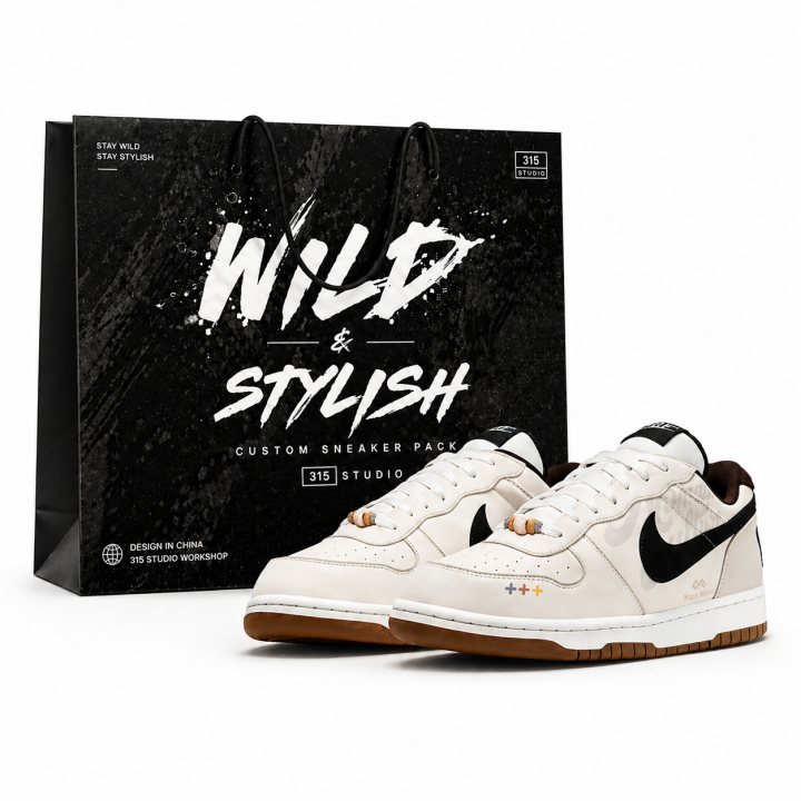 Nike Nike Big Skateboard Shoes Men's Low Top Beige, Black, Brown & Multicolor
