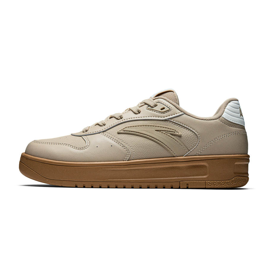 ANTA Lightweight Shoes Skateboard Shoes Men's Low Top Ecru & Brown With Natural Rubber