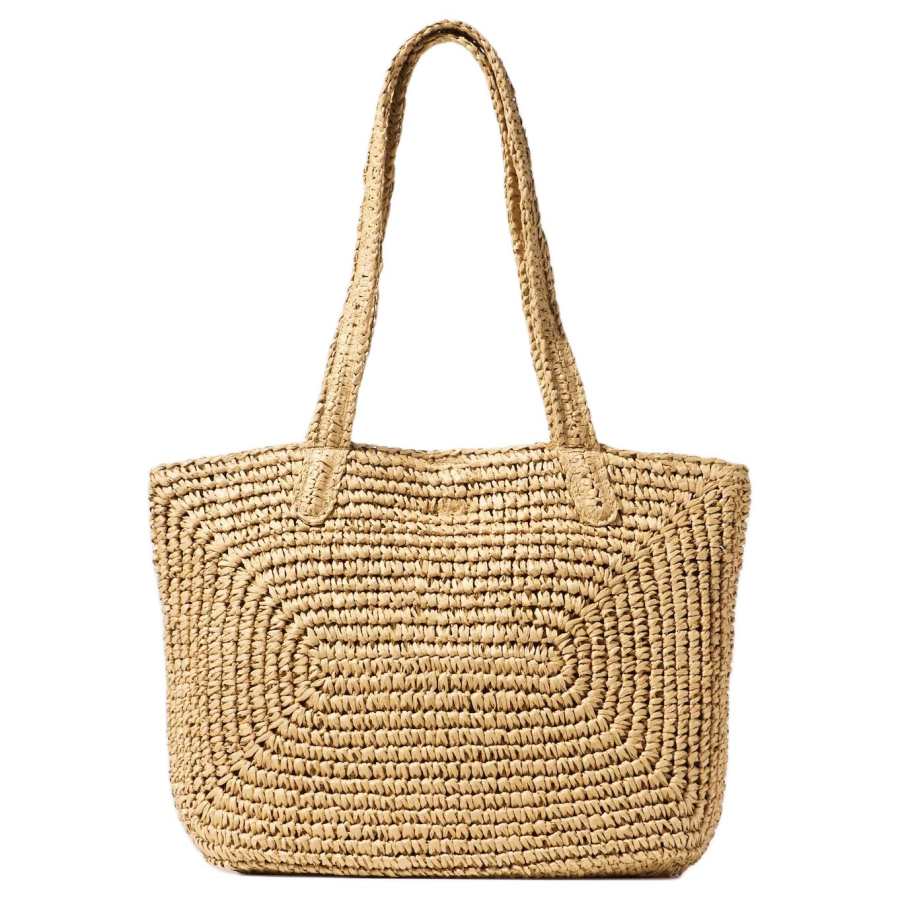 UNIQLO Hand Woven Cellulose Paper Tote Bag, Shoulder Bag Women's Beige Apricot