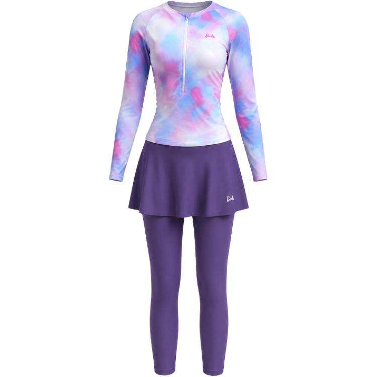 Barbie Two Piece Swimsuits Women's Blended Blue Crew Neck Moderate Short Skirt