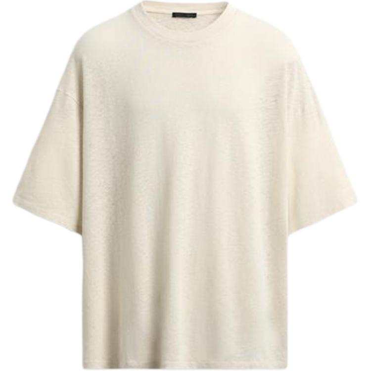 ZARA T Shirts Unisex Frosted White Crew Neck Moderate Straight Fit