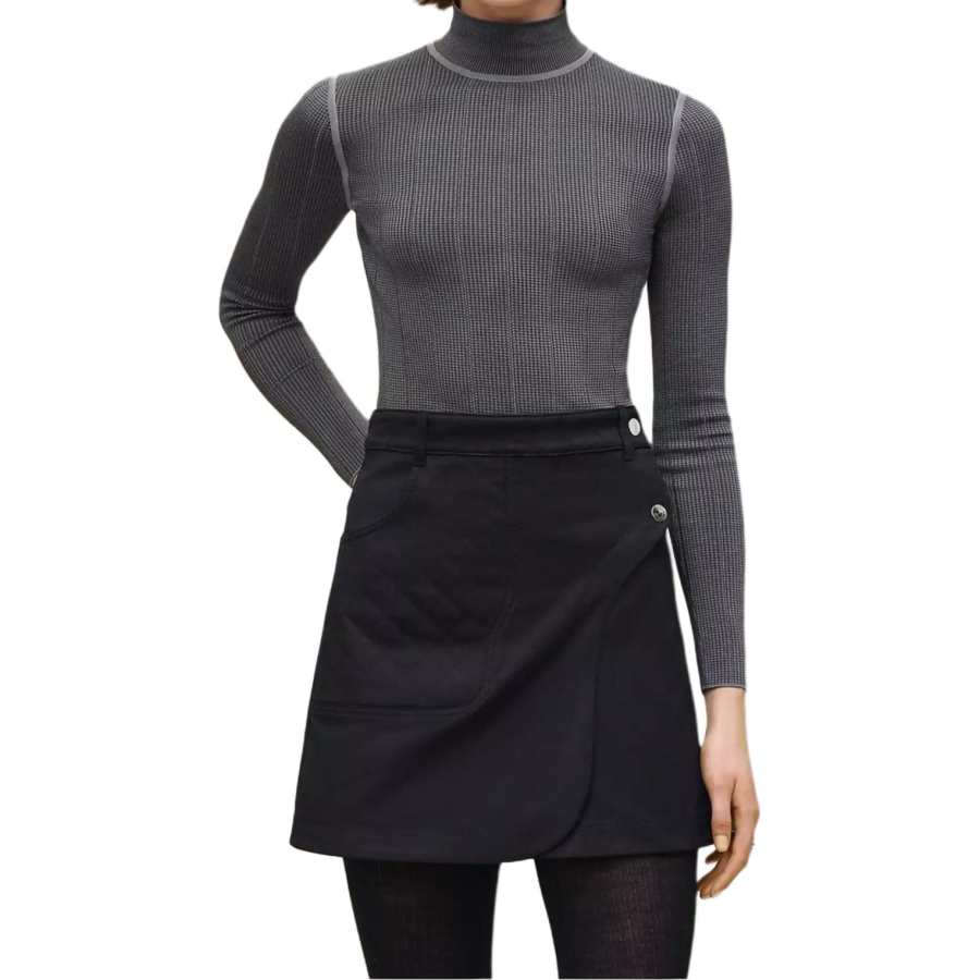 HERMES Casual Short Skirts Women's Black Moderate Short Skirt