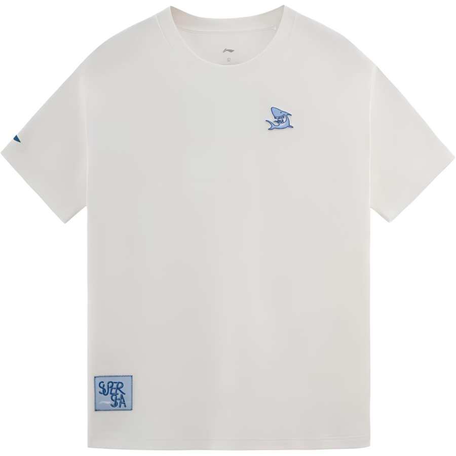 Li-Ning Li Ning Table Tennis Collection T Shirts Unisex Ivory Crew Neck Moderate Straight Fit