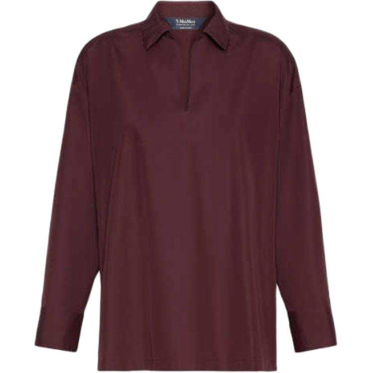 'S MAX MARA Shirts Women's Burgundy Lapel Moderate Straight Fit