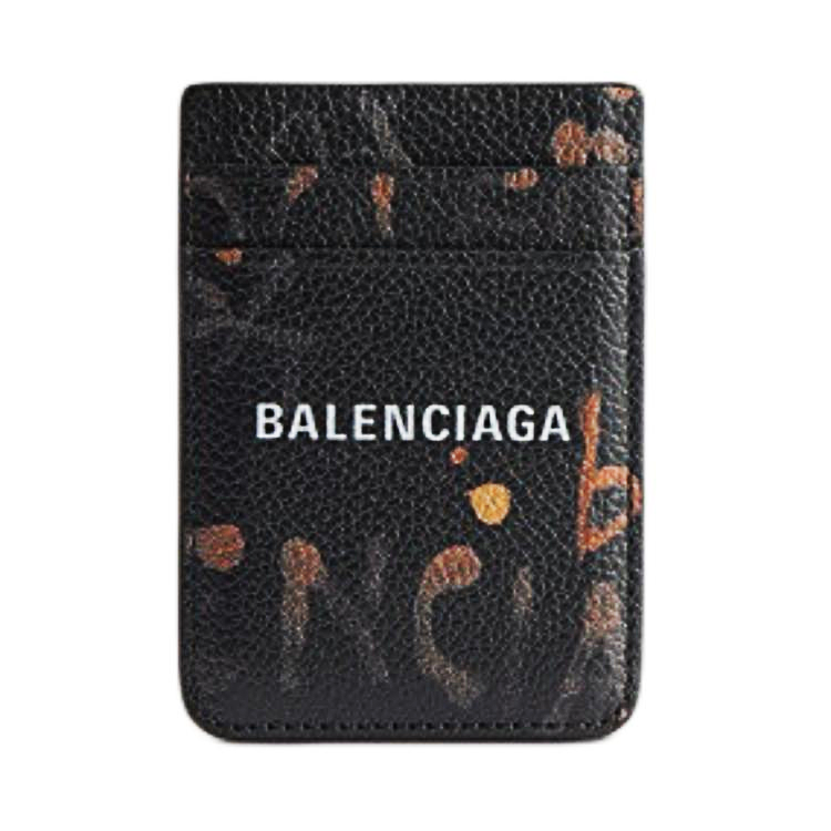 Balenciaga Cow Leather Card Holder Men's Black