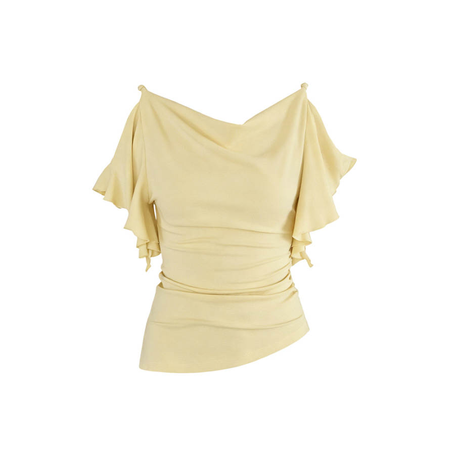 TUSHIFEI T Shirts Women's Draped Neckline Moderate Nipped In Waist