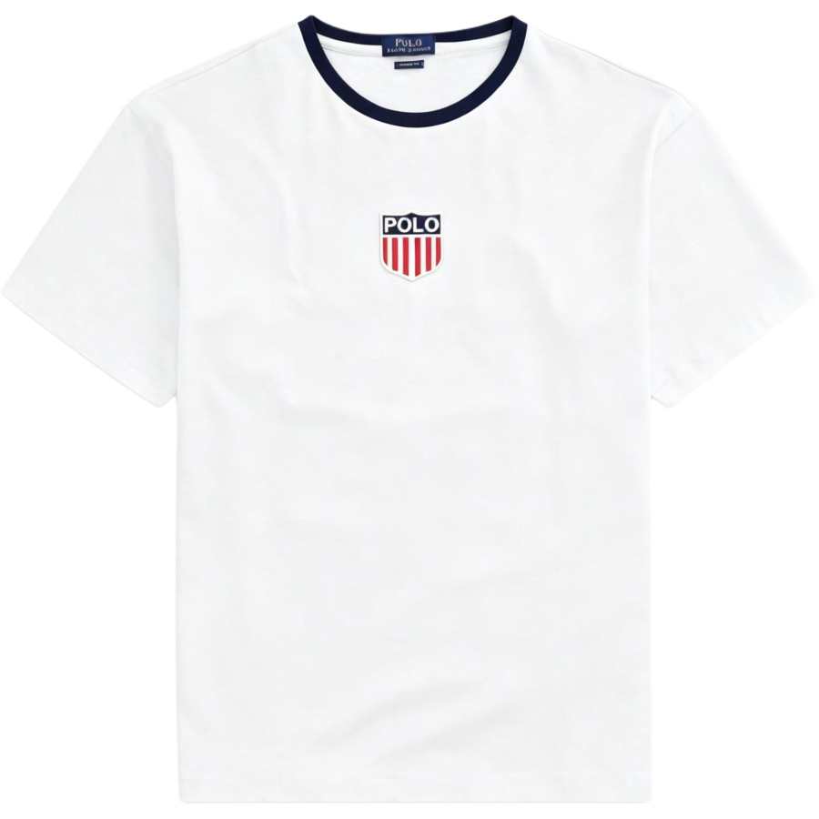 Polo Ralph Lauren T Shirts Men's White Crew Neck Moderate Straight Fit
