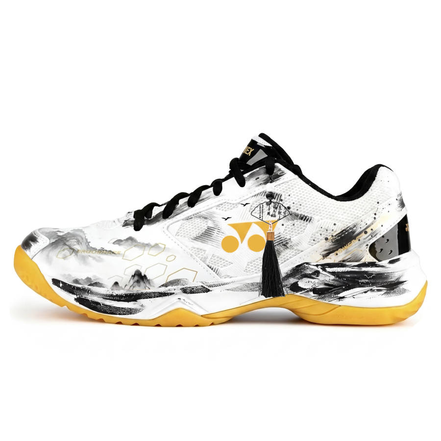 YONEX Badminton Shoes Unisex Low Top White Black Gold Colorway
